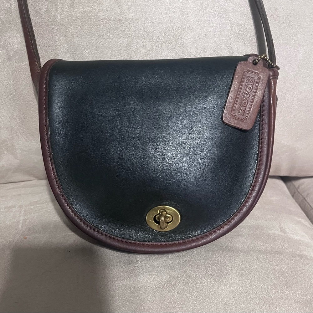 COACH Spectator collection Mini Bag Navy Blue-Brown Leather Crossbody Bag